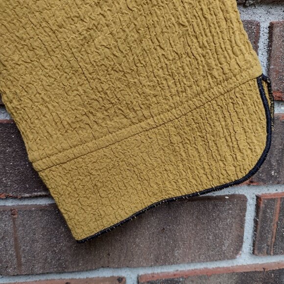 Ali Miles Asymmetrical Button Tunic Top Crinkle Mustard Yellow M - Picture 6 of 8